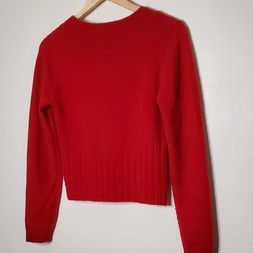 Basic Red Rounded Neck Long Sleeve Sweater - Picture 7 of 10